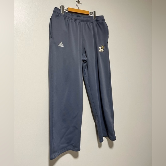Adidas Men’s ClimaWarm Gray Track Pants Size L with Embroidered “H” & Eagle Logo - Picture 7 of 9